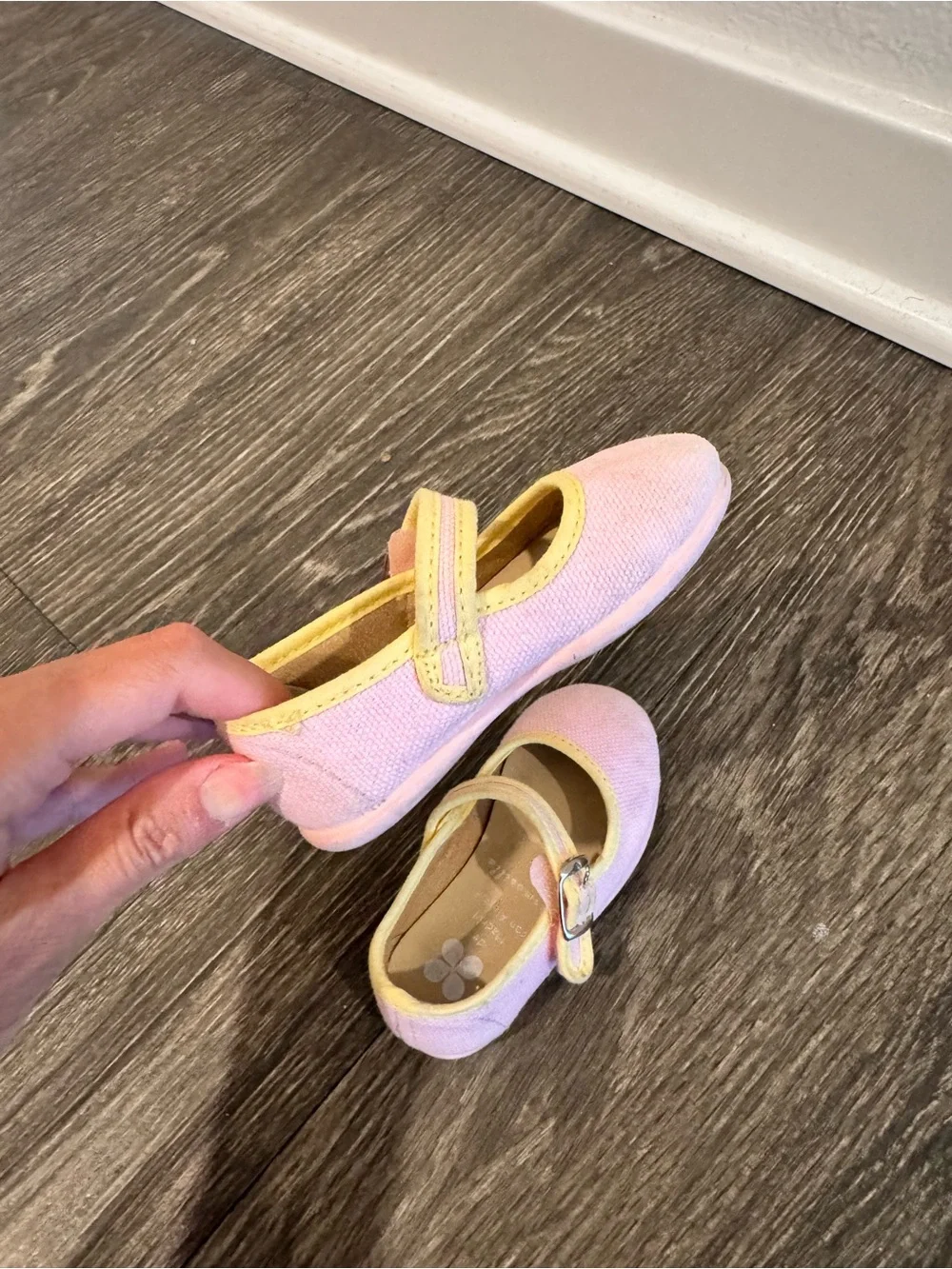 Hermosilla Girls Canvas light pink and yellow Mary Jane Shoes